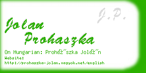 jolan prohaszka business card